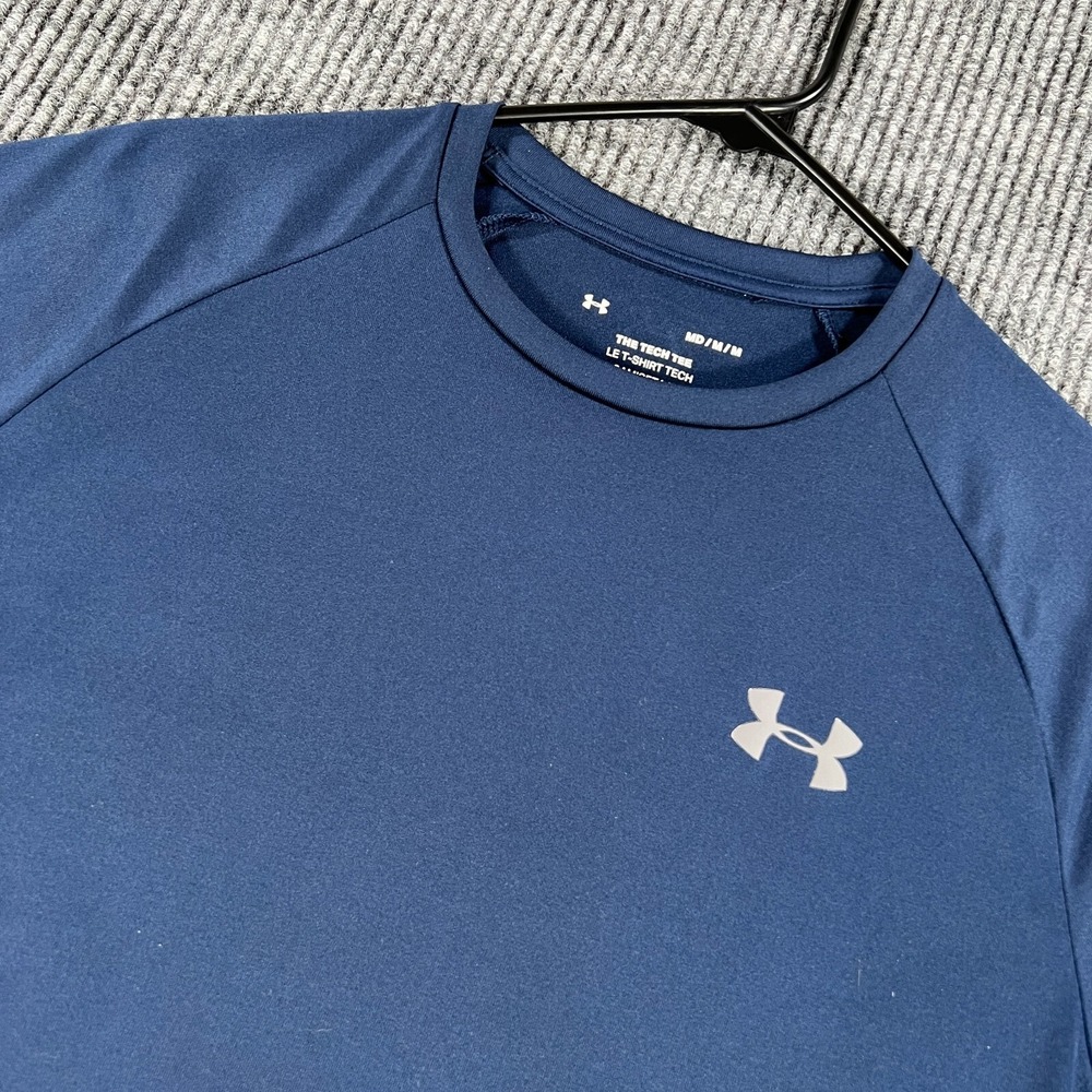 Under Armour Shirt Mens Medium Blue Short Sleeve Tech Tee Active Casual‎ Gym Run